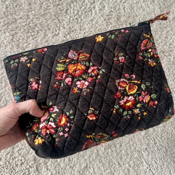 VTG Vera Bradley Chocolat Floral Cosmetic Case Wipeable Interior USA Made NEW - Picture 2 of 10